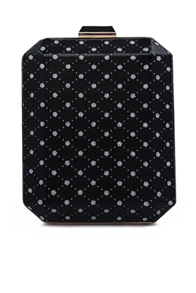 london Rag Women Black Metallic Cut Out Clutch Bag