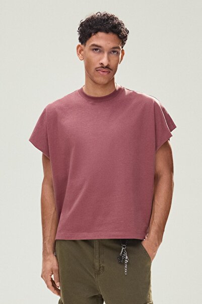 Bershka Baskılı oversize kolsuz t-shirt