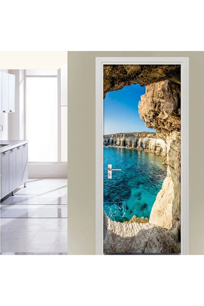 MaffStuff Sticker decorativ pentru usa autocolant adeziv 3D Laguna albastra 7...