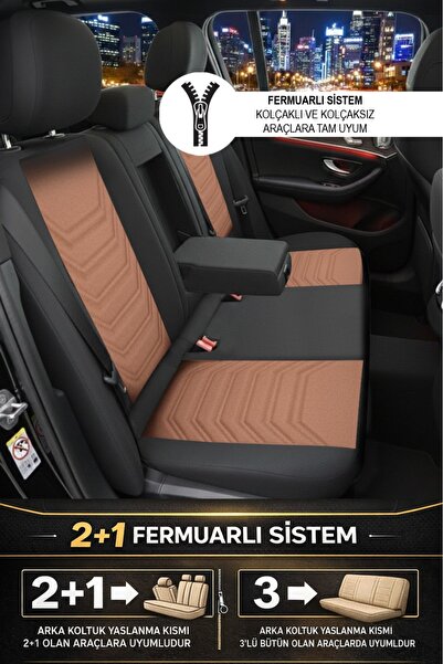 GM-DESIGN Titanyum Serisi Lüks Keten Üniversal Oto Koltuk Kılıfı - 5 Koltuk Tam Set