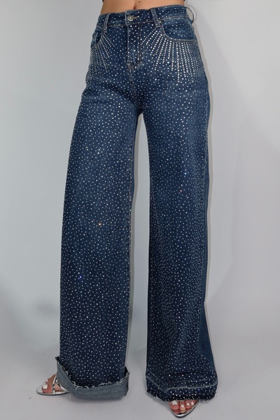 NicoleShop Long silver stone jeans