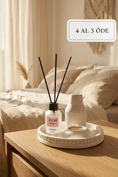 ZURİ DESİGN Ev Dekoru İçin Çubuklu Oda Kokusu ve Mum ve Beton Biblo Seti, Van...