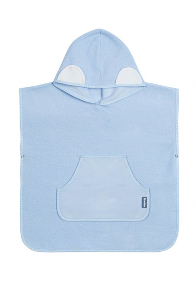 Sensillo Children's bath poncho Blue with hood and decorative ears, cotton ma...