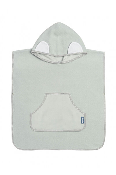 Sensillo Grey children's bath poncho with hood and decorative ears, cotton ma...