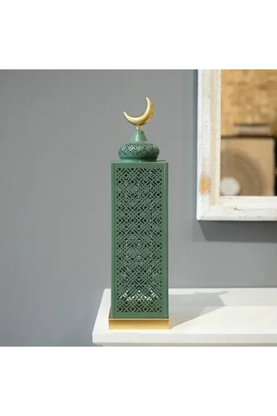 Generic Ramadan Candle Holder in Green with Golden Crescent