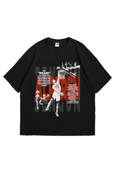 Calvin Jones Unisex Siyah Oversize T-Shirt - Alperen Sengun Houston Rockets B...