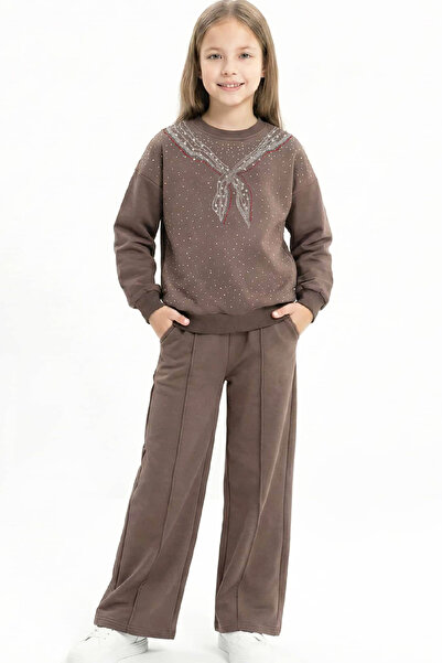 MODANINO Κοριτσίστικο πέτρινο διακοσμημένο φουλάρι με σχέδιο, σετ 2 κλωστών (...