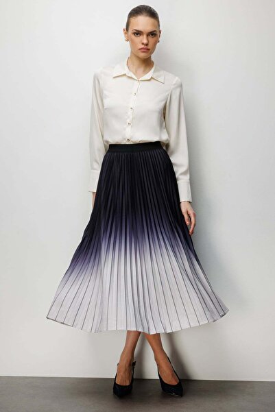 Ekol Pleated Color Gradient Midi Skirt