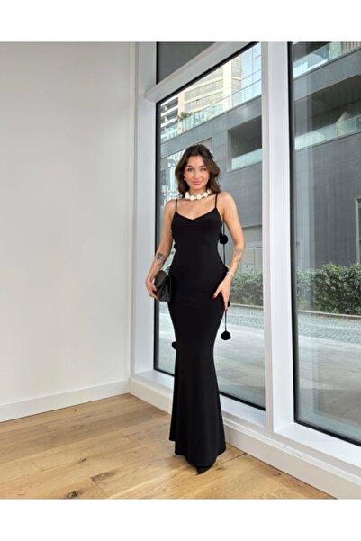 LİBAS Siyah Şık Mezuniyet, Düğün ve Davet Elbisesi Sırt Detaylı