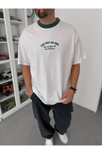 BYBASICMAN Зелена футболка з вишивкою Oversize C-028