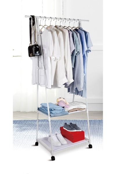 Heinner Triangular organizer with metal structure, 59x26x151.5 cm, White