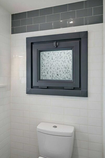 şekerdecorium PVC Antrasit WC & Banyo Penceresi (40*50) – Nem ve Küfe Dayanıklı