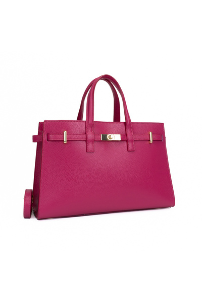 Posete Fagaras Celina Leather Purse - Fuchsia, Genuine Leather Office Bag, Ha...