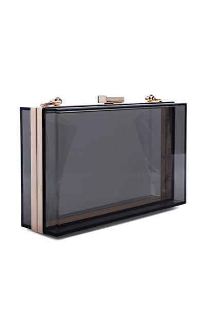 london Rag Women Black Clear Rectangle Clutch Bag