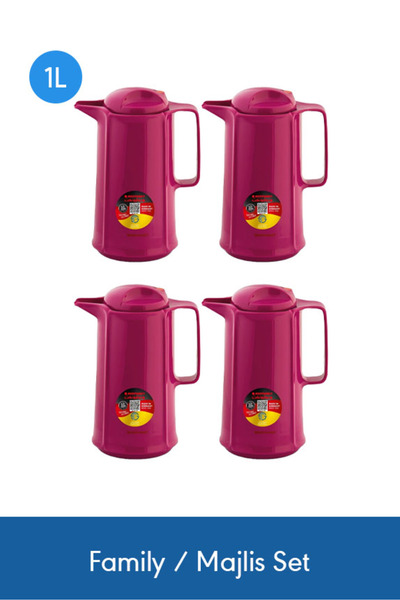 ROTPUNKT ترمس فاخر سعة 1 لتر، طقم من 4 قطع، لون فوشيا - يحافظ على المشروبات س...