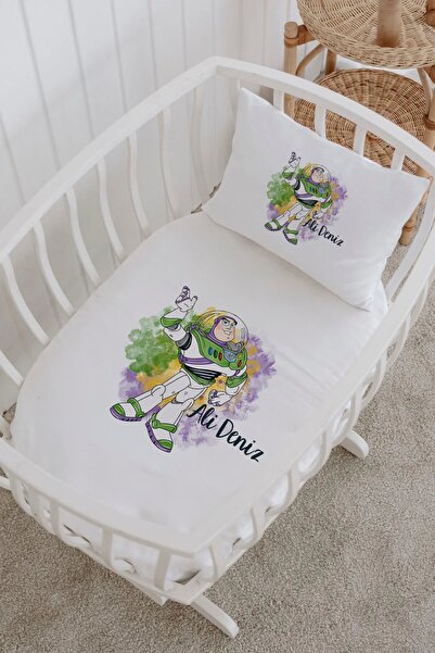 Lilabio İsme Özel %100 Pamuk lastikli Park Yatak Çarşaf Seti (60x120) Oyuncak...