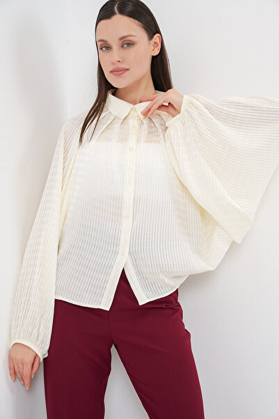 Bigdart Women's Bat Sleeve Oversize Shirt 20368 - Ecru