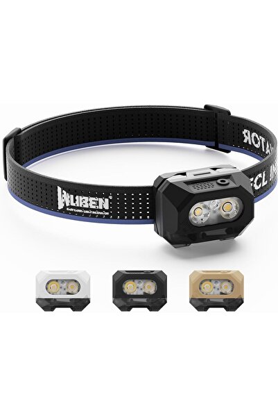 Wuben مصباح رأس H4 قابل لإعادة الشحن، مصباح رأس فائق السطوع بقوة 800 لومن، مص...