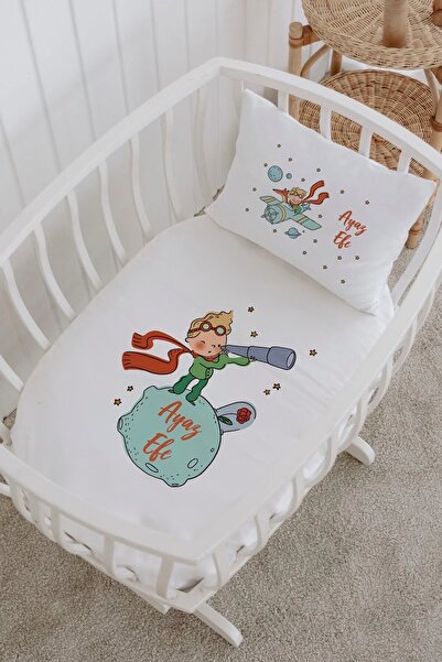 Lilabio İsme Özel %100 Pamuk lastikli Park Yatak Çarşaf Seti (60x120) Küçük P...