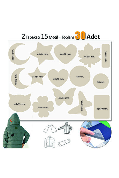 FIXALL ADHESIVE PRODUCTS Yapışkanlı Polyester Kumaş Çeşitli Şekilde30 adet Mo...