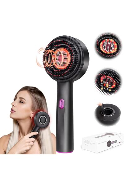 BuzyBe Shiatsu Scalp Massager Brush with Red Light Therapy Head Massager Brush with Hair Oil Applicator