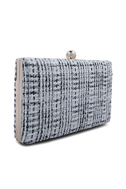london Rag Women White Black Creative Weave Clutch Bag
