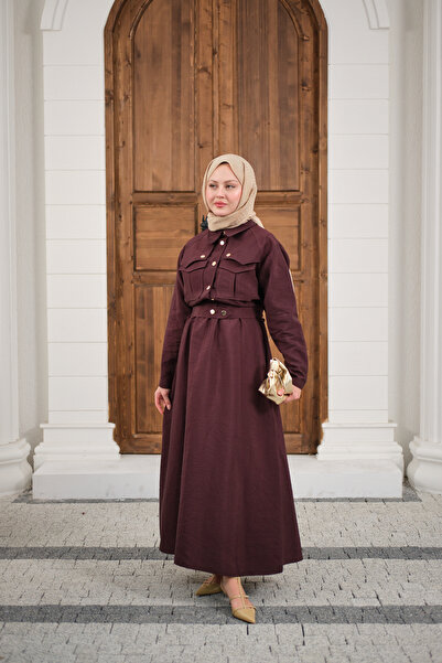 LOCCO Women's Button Detail Jacket Suit Burgundy