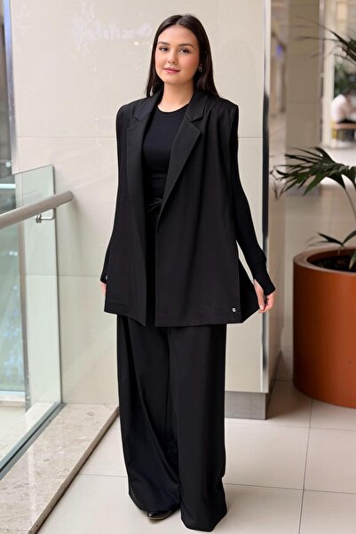 Ghisa Set vestă cu curea deschisă în față, jachetă și pantaloni