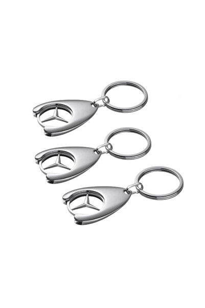 Depox Σετ τριών μπρελόκ, Mercedes, 7,5 εκ., μεταλλικά, ασημί