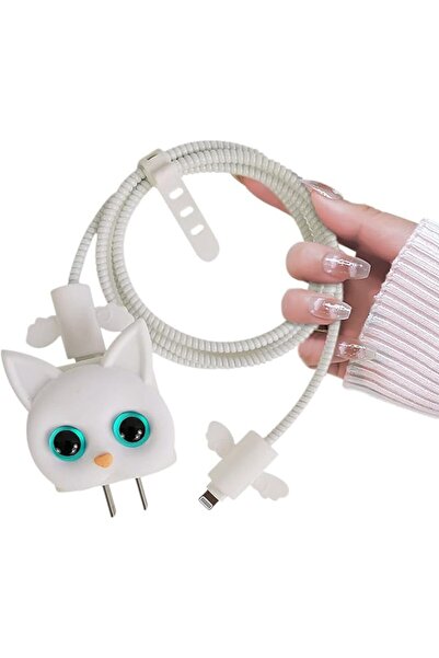 The Bros Cute DIY Cable Protector for iPhone Charger, 3D Kawaii Cartoon Cat D...