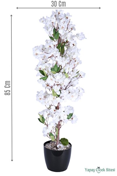 Yapay Çiçek Sitesi Yapay Sakura Bahar Dalı Ağacı 85 Cm Beyaz