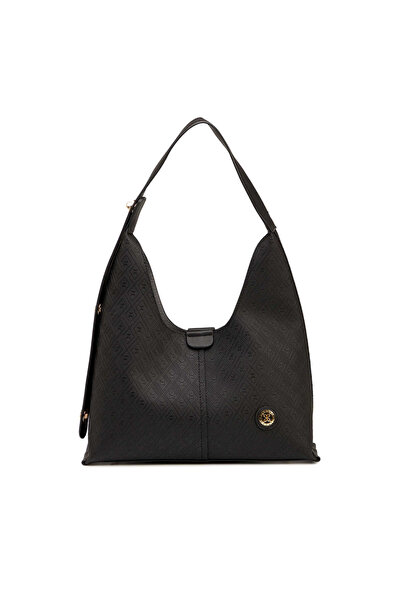 Tergan Siyah Print Kadın Omuz Çantası - S26Y1PR09191-P1Q