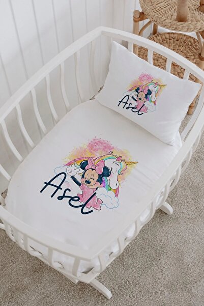 Lilabio İsme Özel %100 Pamuk lastikli Park Yatak Çarşaf Seti (60x120) Unicorn...