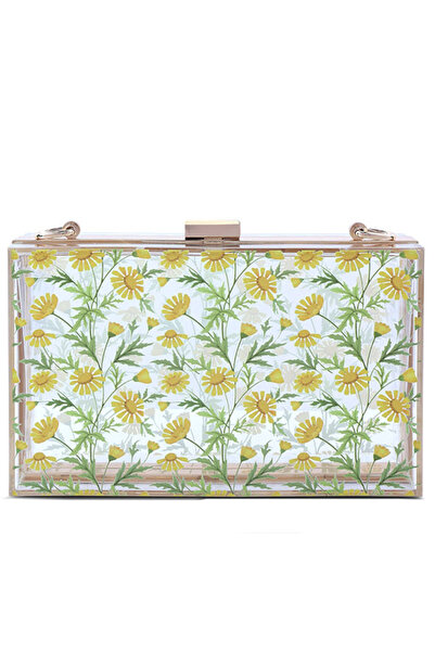 london Rag Women Transparent Floral Print Clear Clutch Bag