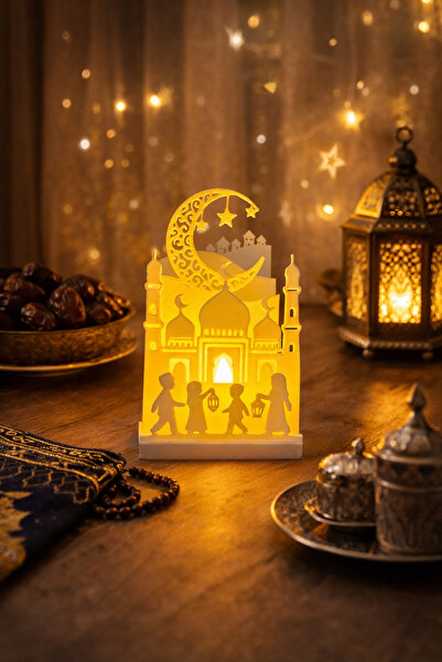 Arvona Home Işıklı Ramazan Dekoru – Hilal ve Cami Figürlü Pilli Masa Lambası ...