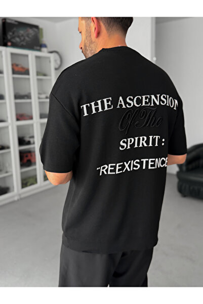 BYBASICMAN Μαύρο Κεντημένο Ριμπ Πλεκτό Μπλουζάκι TW-3341