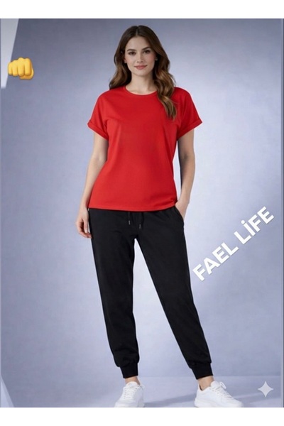 FAEL LİFE Girls'/Boys' Wide-Fitted Unprinted T-Shirt and Sweatpants Set