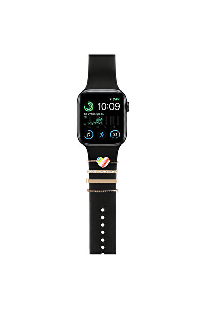 Casen Watch Akıllı Saat Uyumlu Kordon Takısı Şık Charm Seti Renkli Kalp Figür...