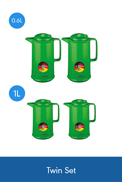 ROTPUNKT Premium Thermos Bundle 4-Piece Green 0.6L & 1L – 24h Hot / 36h Cold