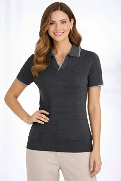 Modayakamoz Νέα σεζόν Γυναικείο πλεκτό υφασμάτινο μπλουζάκι χωρίς κουμπιά με ...