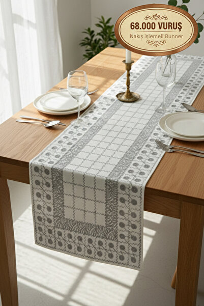 Morlay Linen Series |   68.000 Stitches Heavy Embroidery Embellished Linen Ru...