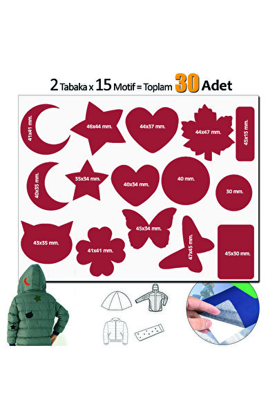 FIXALL ADHESIVE PRODUCTS Yapışkanlı Polyester Kumaş Çeşitli Motifli Şekilli 3...