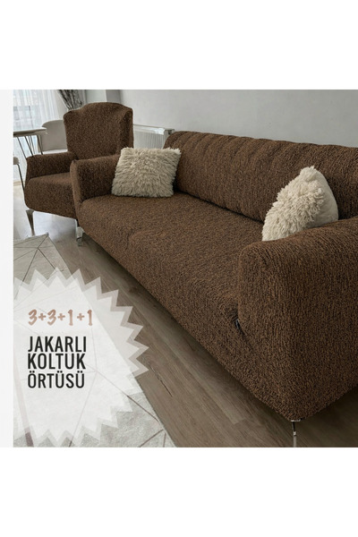 beyvetçe Jakarlı Düz Desen 3311 koltuk örtüsü Kanepe Örtüsü | Lastikli Koltuk...