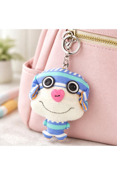 esdekor Buttoned Fabric Dog Keychain Handmade Total Length 13cm 1 Piece Gift ...