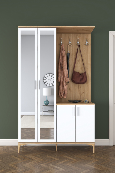 Rani Mobilya Rani EA147 Modern Portmanto 4 Kapaklı Aynalı Raflı Askılı Ayakka...