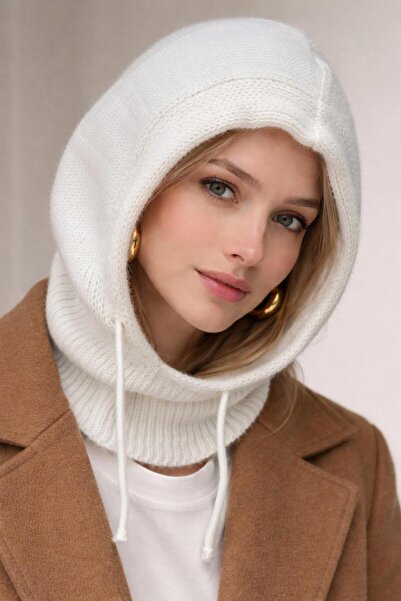 Şirin Giyim Aksesuar Дамска шапка от фина ангорска вълна с ушанка и шалче за ...