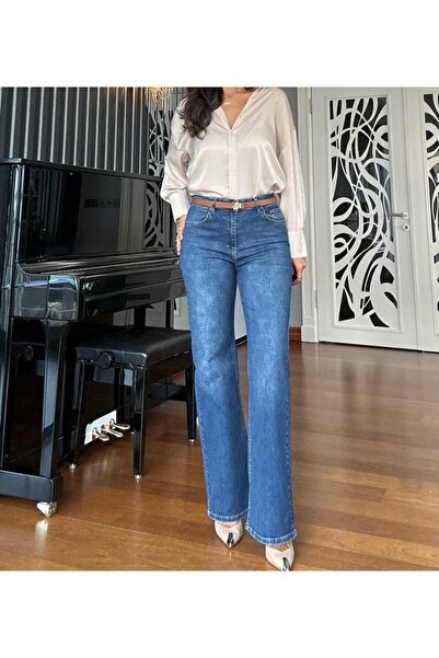 Double.Tt KADIN YÜKSEK BEL LİKRALI BOL GENİŞ PAÇA ÜST KALİTE PALAZZO JEANS PA...