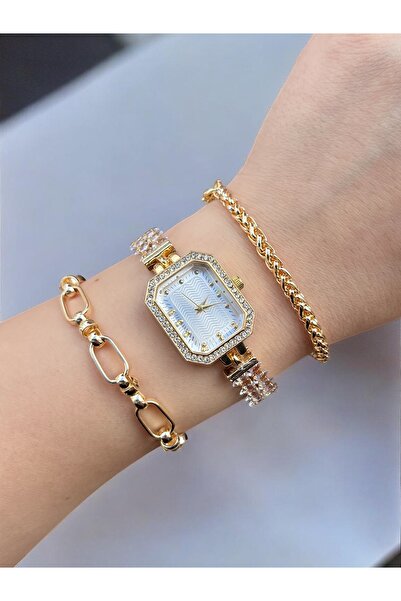 CLUPPOLOON طقم ساعة يد نسائية مرصعة بحجر الزركون