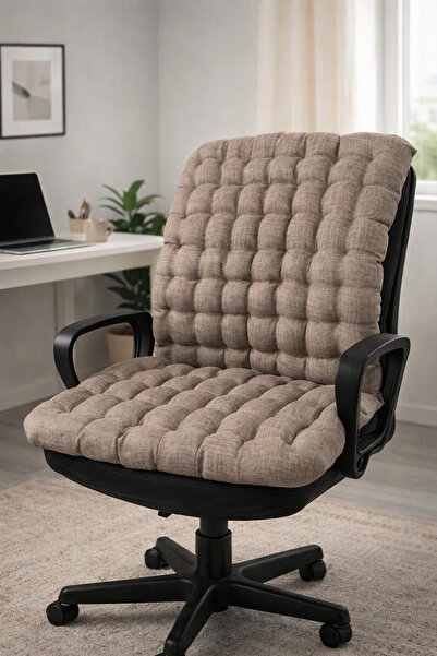 modakesim Sırt Destekli Ofis Sandalyesi Minderi 50×110 cm | Keten Oturma Mind...