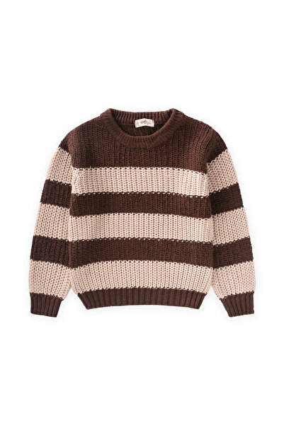 Cigit Selanik Striped Knitwear Sweater 2-8 Years Brown